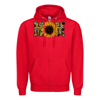 Red Sunflower Leopard Mom Zipper Hoodie - Jasminsmagicworld