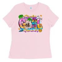 Bubblegum Pink spooky girl summer Ladies Tee - CowhideDigitalArt