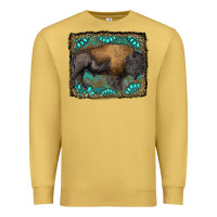 Antique Gold bison with gemstone background Premium Sweatshirt - RanaPortraitStore