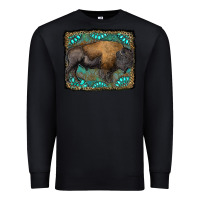 Black bison with gemstone background Premium Sweatshirt - RanaPortraitStore