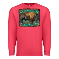 Cardinal bison with gemstone background Premium Sweatshirt - RanaPortraitStore
