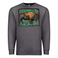 Charcoal Heather bison with gemstone background Premium Sweatshirt - RanaPortraitStore