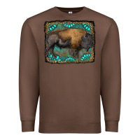 Chestnut bison with gemstone background Premium Sweatshirt - RanaPortraitStore