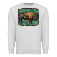 Dove Grey bison with gemstone background Premium Sweatshirt - RanaPortraitStore