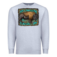 Heather Grey bison with gemstone background Premium Sweatshirt - RanaPortraitStore