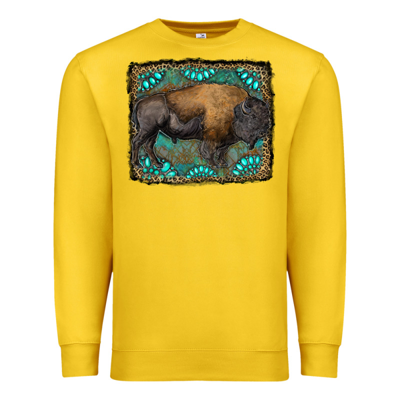 Bison With Gemstone Background Premium Sweatshirt by RanaPortraitStore | Teevron