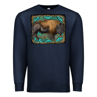 Navy bison with gemstone background Premium Sweatshirt - RanaPortraitStore