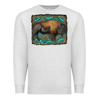 Oatmeal Heather bison with gemstone background Premium Sweatshirt - RanaPortraitStore