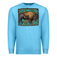 Ocean Blue bison with gemstone background Premium Sweatshirt - RanaPortraitStore