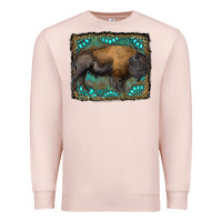 Pale Pink bison with gemstone background Premium Sweatshirt - RanaPortraitStore