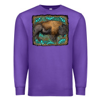 Purple bison with gemstone background Premium Sweatshirt - RanaPortraitStore
