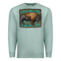Seafoam bison with gemstone background Premium Sweatshirt - RanaPortraitStore