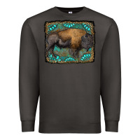 Smoke bison with gemstone background Premium Sweatshirt - RanaPortraitStore