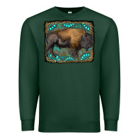 Sports Green bison with gemstone background Premium Sweatshirt - RanaPortraitStore