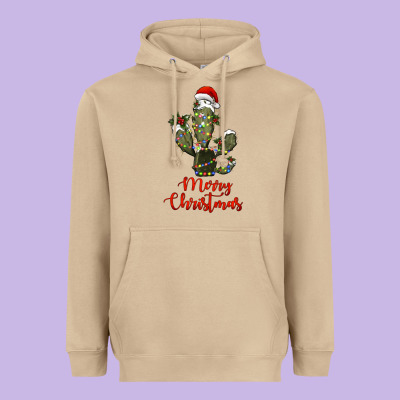 Merry Christmas Cactus Heavyweight Hoodie Designed By Ranaportraitstore