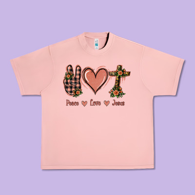 Peace Love Jesus Urban Heavy Tee Designed By Jasminsmagicworld
