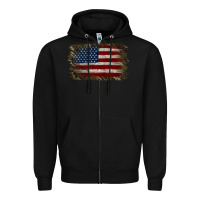 Black Camouflage Usa Flag Background Zipper Hoodie - Jasminsmagicworld