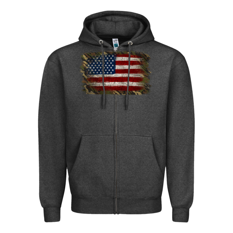 Camouflage Usa Flag Background Zipper Hoodie by Jasminsmagicworld | Teevron
