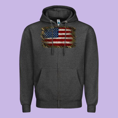 Camouflage Usa Flag Background Zipper Hoodie Designed By Jasminsmagicworld