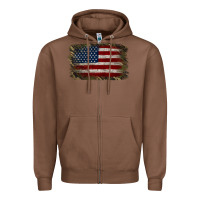 Chestnut Camouflage Usa Flag Background Zipper Hoodie - Jasminsmagicworld