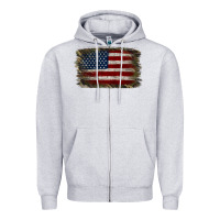Heather Grey Camouflage Usa Flag Background Zipper Hoodie - Jasminsmagicworld
