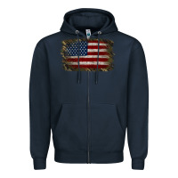 Navy Camouflage Usa Flag Background Zipper Hoodie - Jasminsmagicworld