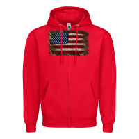 Red Camouflage Usa Flag Background Zipper Hoodie - Jasminsmagicworld