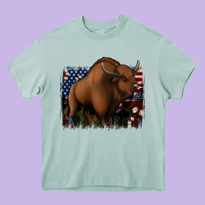 American Bison Heavy Core Tee Designed By Jasminsmagicworld