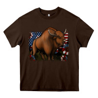 Chocolate Brown American Bison Heavy Core Tee - Jasminsmagicworld