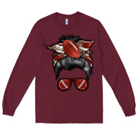 Burgundy football mom Long Sleeve Tee - RacoonDesign