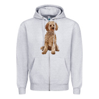 Heather Grey cockapoo Zipper Hoodie - RanaPortraitStore