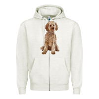 Oatmeal Heather cockapoo Zipper Hoodie - RanaPortraitStore