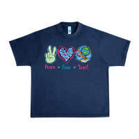 Navy Peace Love Teach Urban Heavy Tee - Jasminsmagicworld