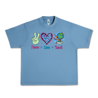Pebble Blue Peace Love Teach Urban Heavy Tee - Jasminsmagicworld