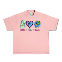 Salmon Peace Love Teach Urban Heavy Tee - Jasminsmagicworld