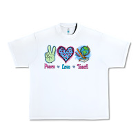 White Peace Love Teach Urban Heavy Tee - Jasminsmagicworld