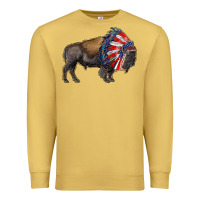 Antique Gold american bison with indian headdress Premium Sweatshirt - RanaPortraitStore