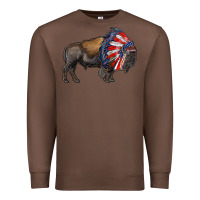 Chestnut american bison with indian headdress Premium Sweatshirt - RanaPortraitStore