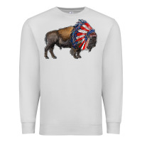 Dove Grey american bison with indian headdress Premium Sweatshirt - RanaPortraitStore