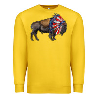 Lemon american bison with indian headdress Premium Sweatshirt - RanaPortraitStore