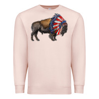 Pale Pink american bison with indian headdress Premium Sweatshirt - RanaPortraitStore