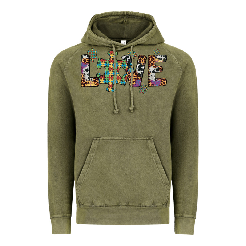 Love Autism Awareness Leopard Cowhide Vintage Hoodie by Artiststas | Teevron