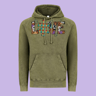 Love Autism Awareness Leopard Cowhide Vintage Hoodie Designed By Artiststas
