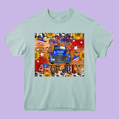 Fourth Of July Truck Heavy Core Tee Designed By Fadigitalartstudio