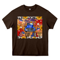 Chocolate Brown Fourth Of July Truck Heavy Core Tee - FaDigitalArtStudio