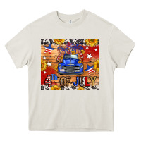 Cream Fourth Of July Truck Heavy Core Tee - FaDigitalArtStudio