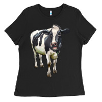Black Holstein Bull Ladies Tee - LillyAllenDesigns