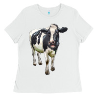 White Holstein Bull Ladies Tee - LillyAllenDesigns