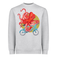 Heather Grey Cycling octopus Heavyweight Sweatshirt - Bettercallsaul