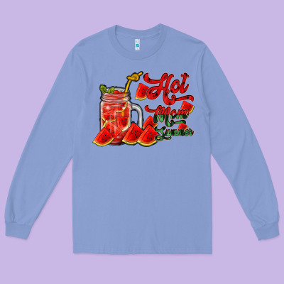 Hot Mom Summer Watermelon Long Sleeve Tee Designed By Racoondesign